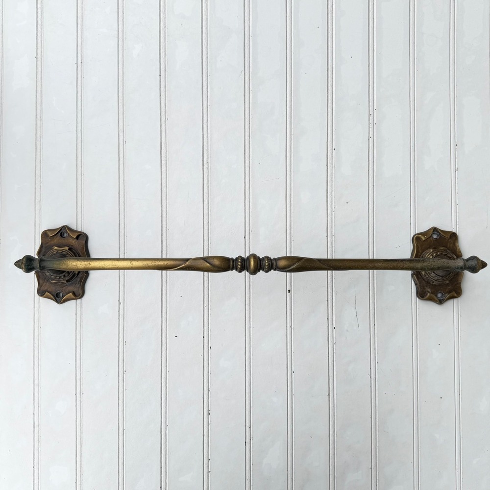 Vintage Ornate Brass Towel Bar Twisted Rod Wall Mount Antique Style Hardware